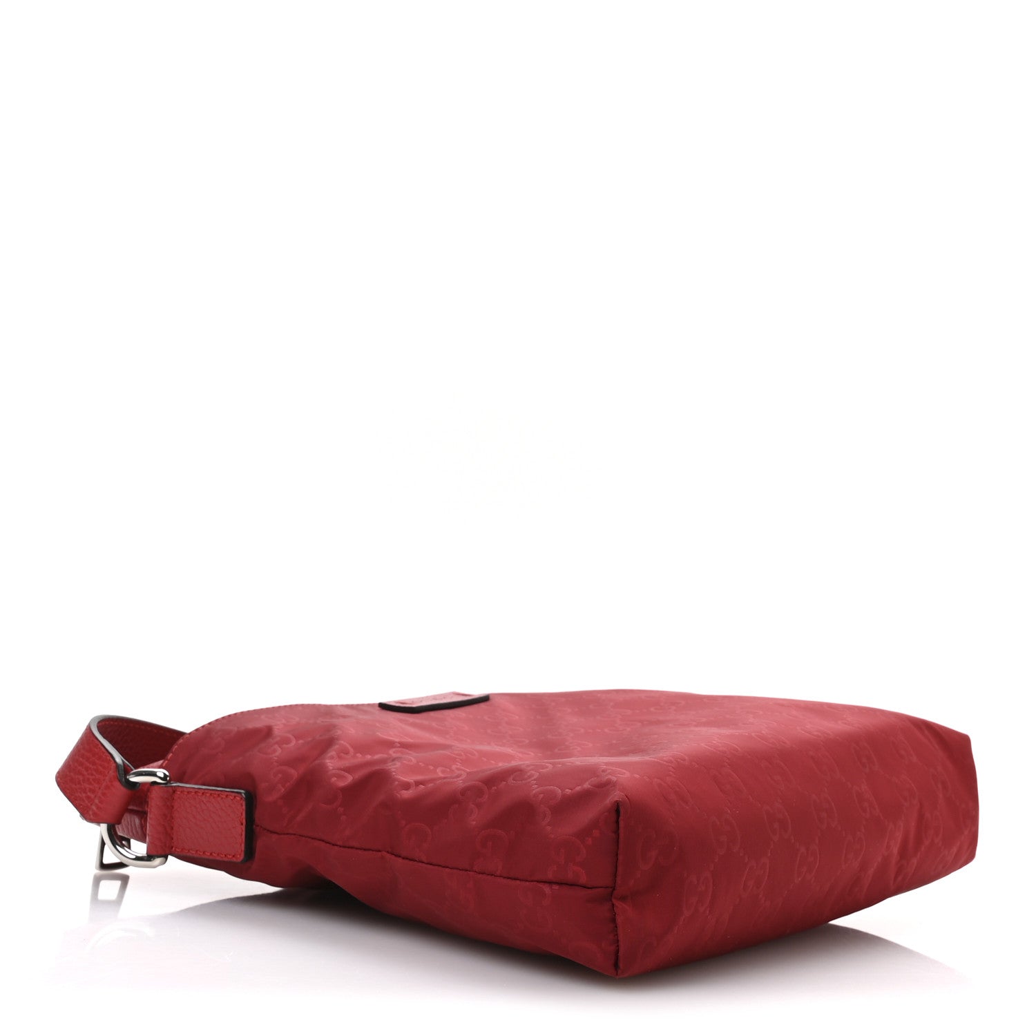 Gucci Nylon Monogram Dollar Calfskin Flat Messenger Bag Vibrant Red 4 of 11
