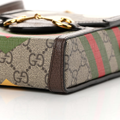 Gucci GG Supreme Monogram Textured Dollar Calfskin Geometric Print Mini Horsebit 1955 Crossbody Bag Beige Multicolor New Acero 9 of 11