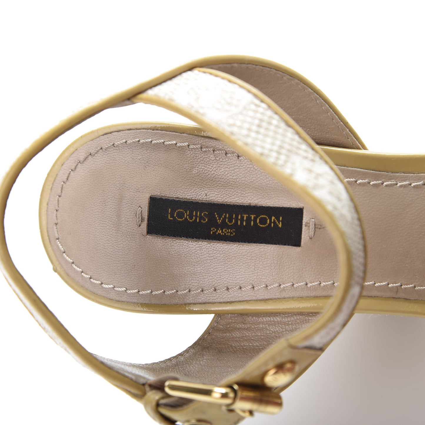 Canvas Monogram Nil Espadrille Wedge Sandals 38 Beige