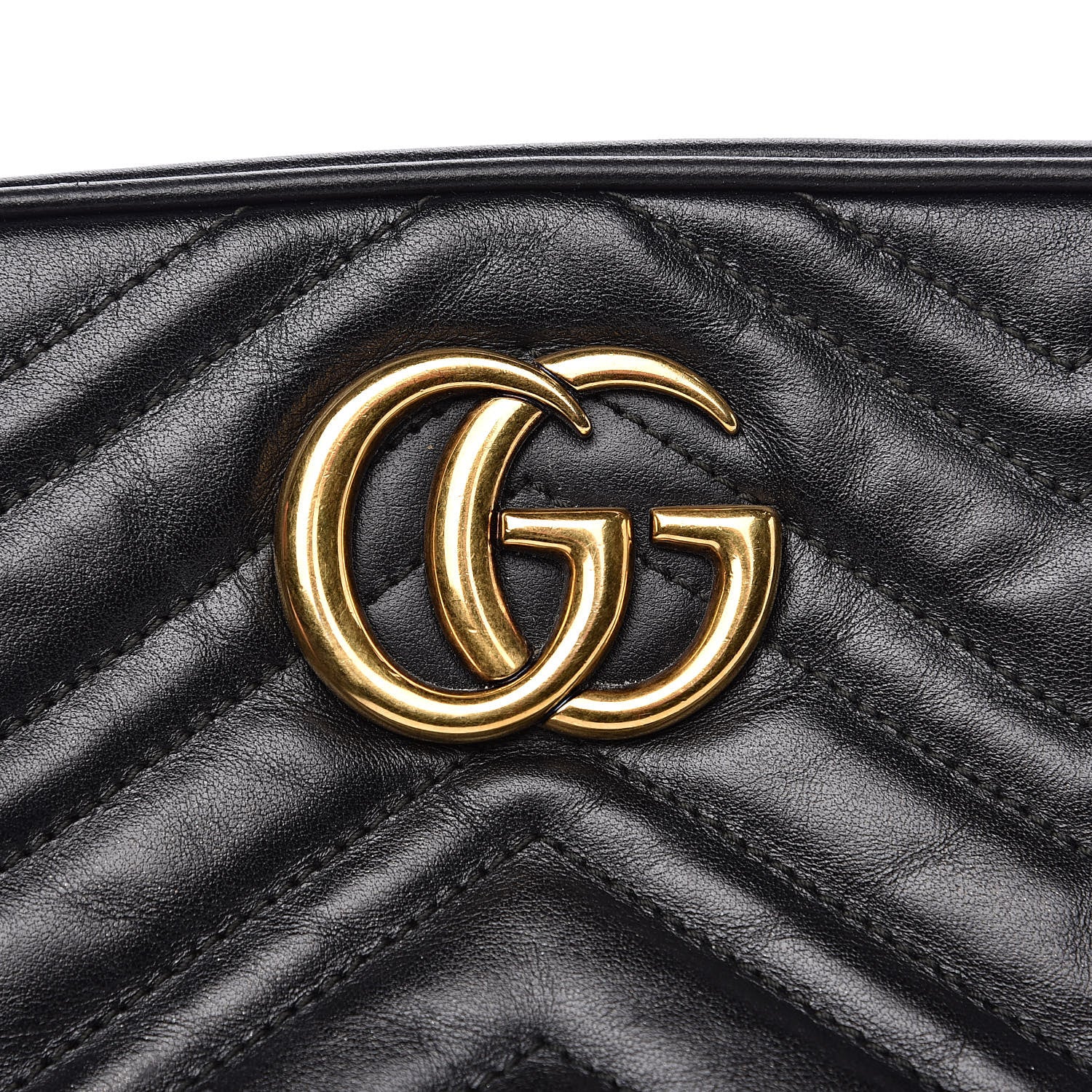 Gucci Calfskin Matelasse Small GG Marmont Chain Shoulder Bag Black 8 of 14