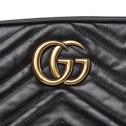 Gucci Calfskin Matelasse Small GG Marmont Chain Shoulder Bag Black 8 of 14