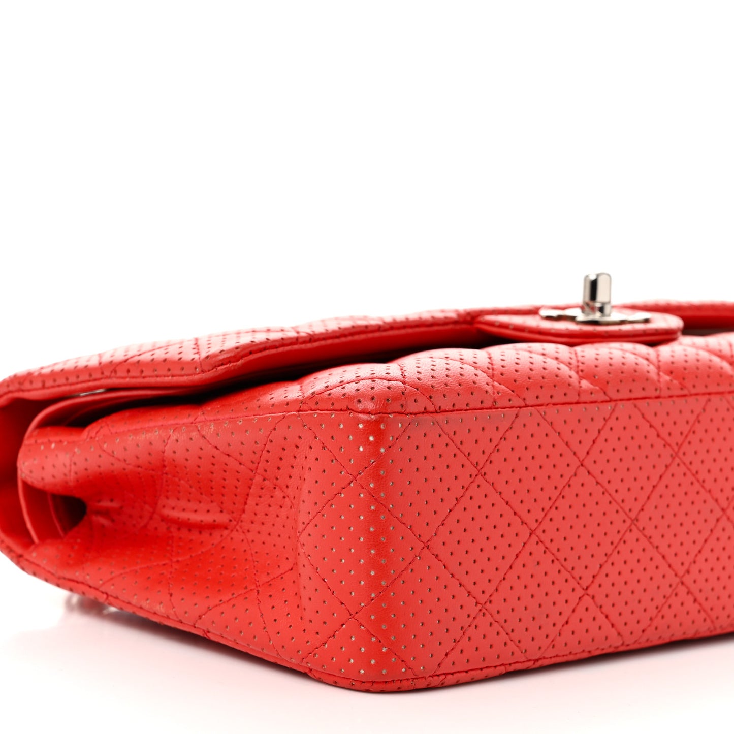 Lambskin Perforated Medium Double Flap Red