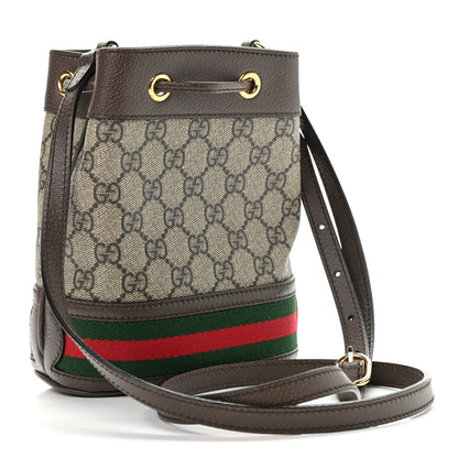 Gucci GG Supreme Monogram Web Mini Ophidia Bucket Bag Brown 3 of 10