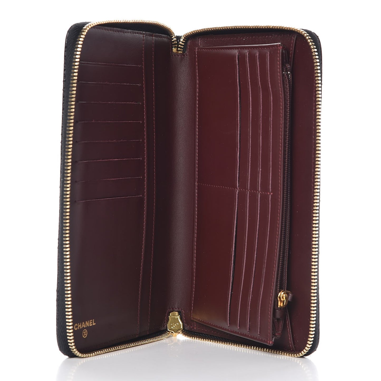 Caviar Quilted Large Zip Around Organizer Wallet Black