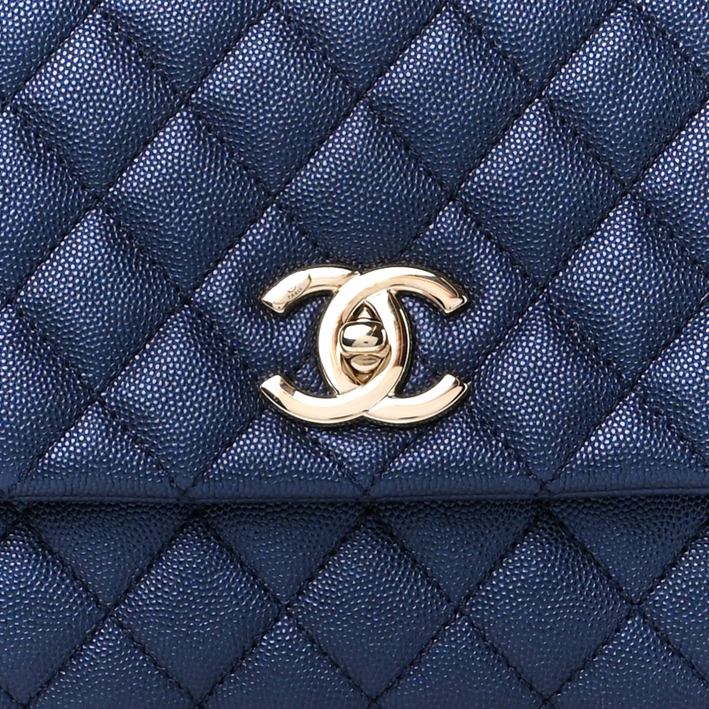 Caviar Quilted Small Coco Handle Flap Navy
