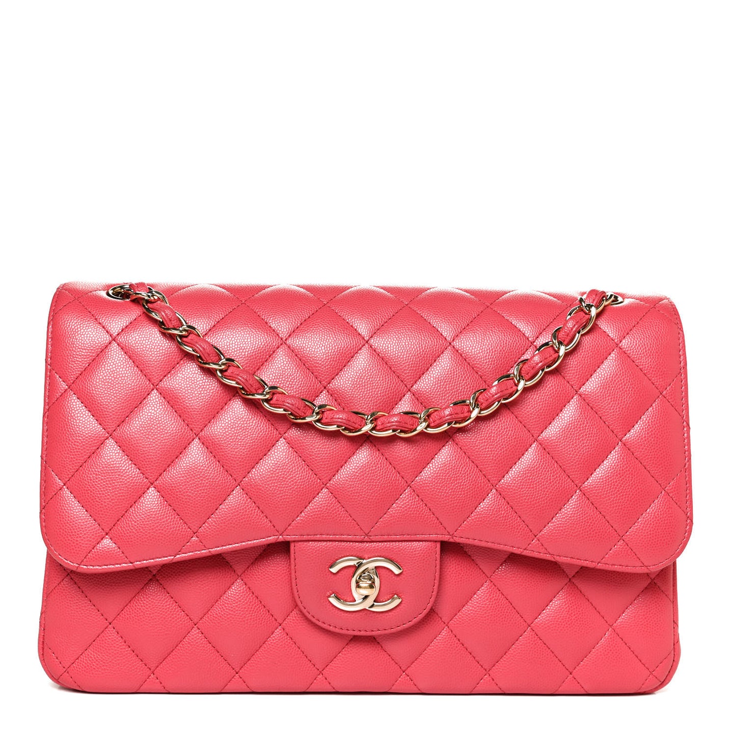 Caviar Quilted Jumbo Double Flap Dark Pink