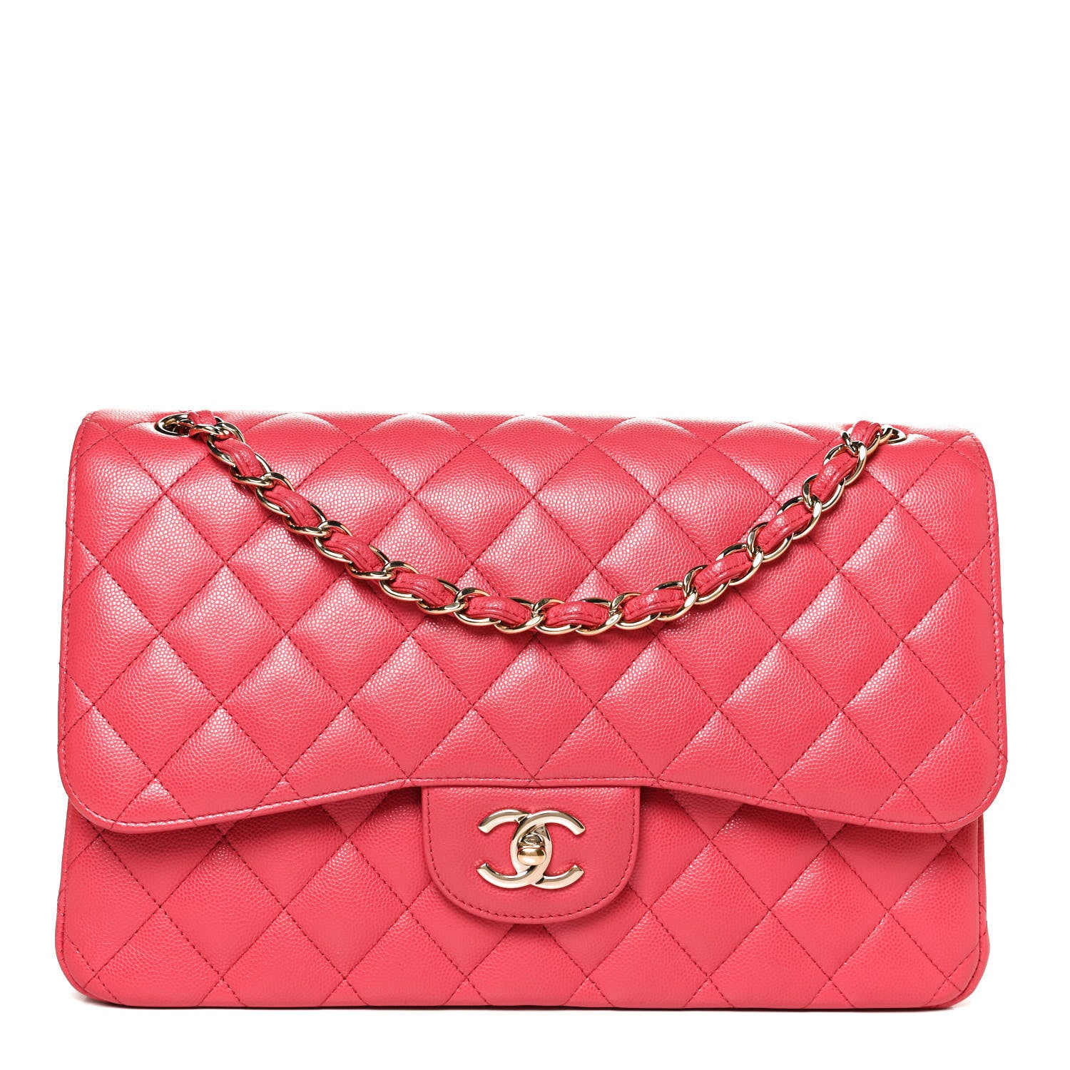 Chanel Caviar Quilted Jumbo Double Flap Dark Pink 1 of 12