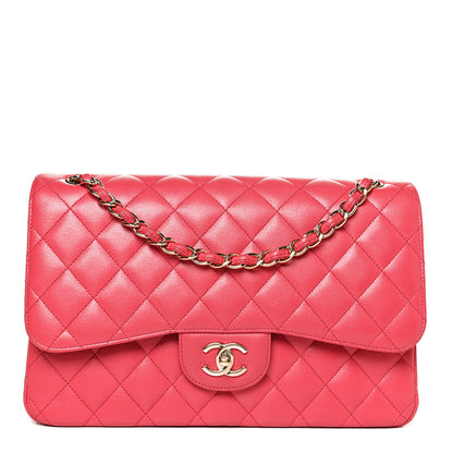 Chanel Caviar Quilted Jumbo Double Flap Dark Pink 1 of 12