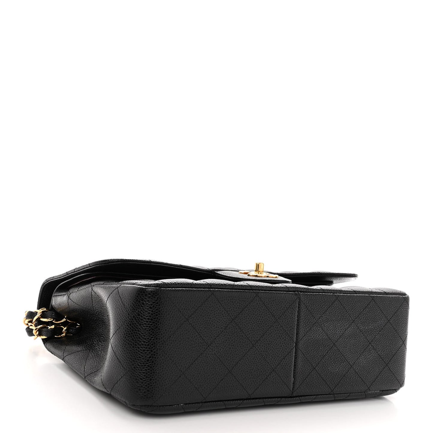 Caviar Quilted Jumbo Double Flap Black