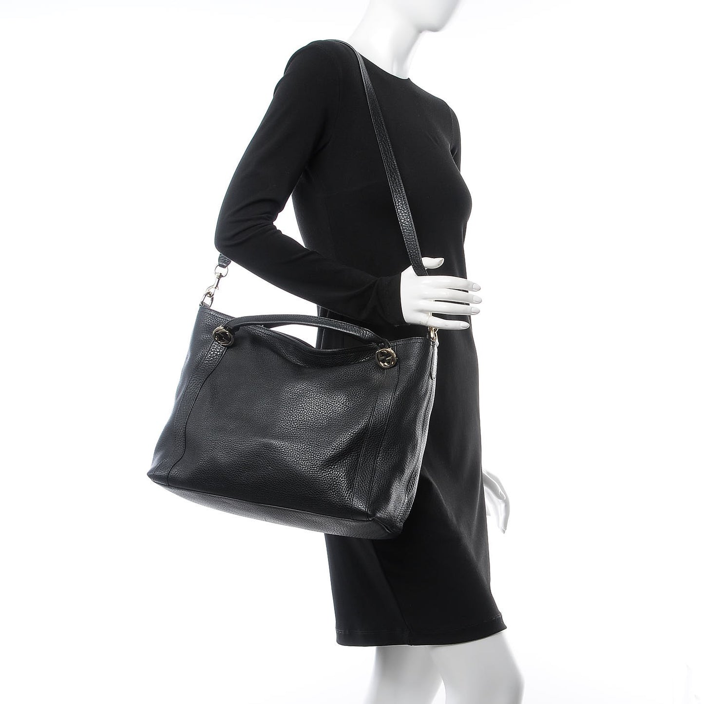 Pebbled Calfskin Medium Miss GG Top Handle Bag Light Cuir
