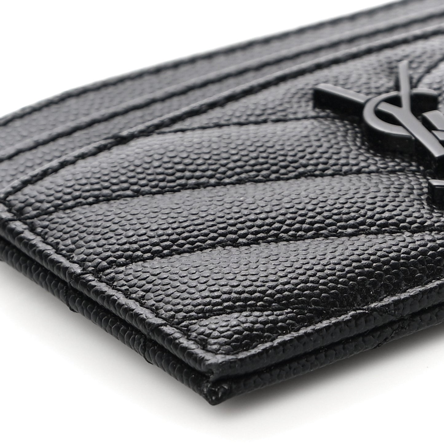 Grain De Poudre Matelasse Chevron Monogram Credit Card Case Black