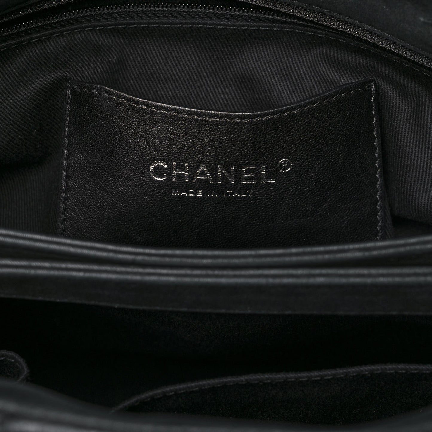 Iridescent Calfskin Large Just Mademoiselle Bowling Bag Black