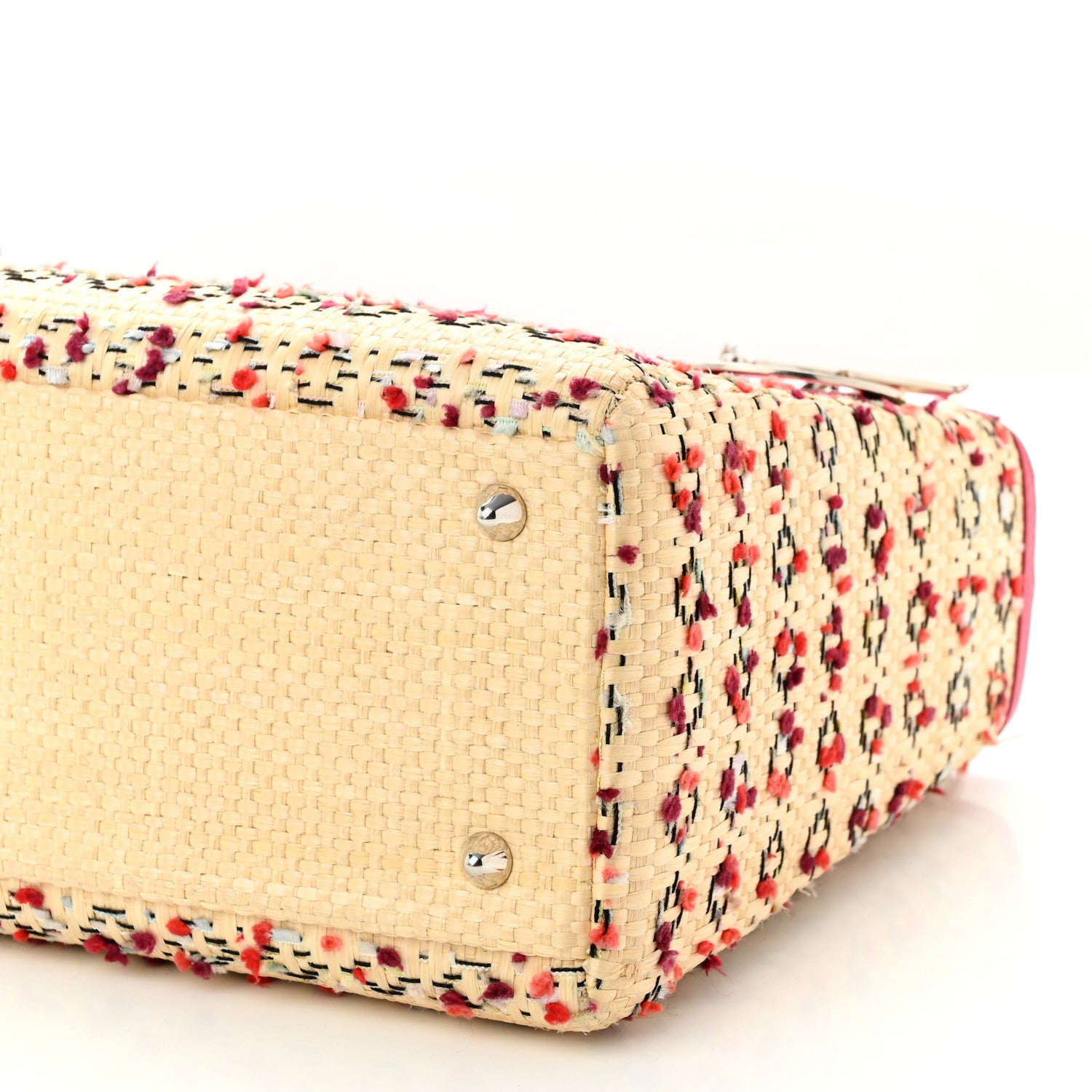 Christian Dior Raffia Tweed Medium Lady Dior Pink Beige 9 of 11