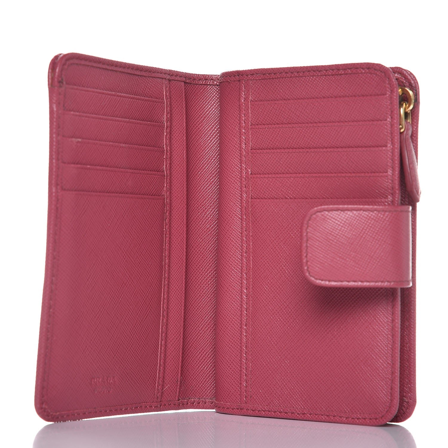 Prada Saffiano Compact Wallet Bruyere 5 of 8