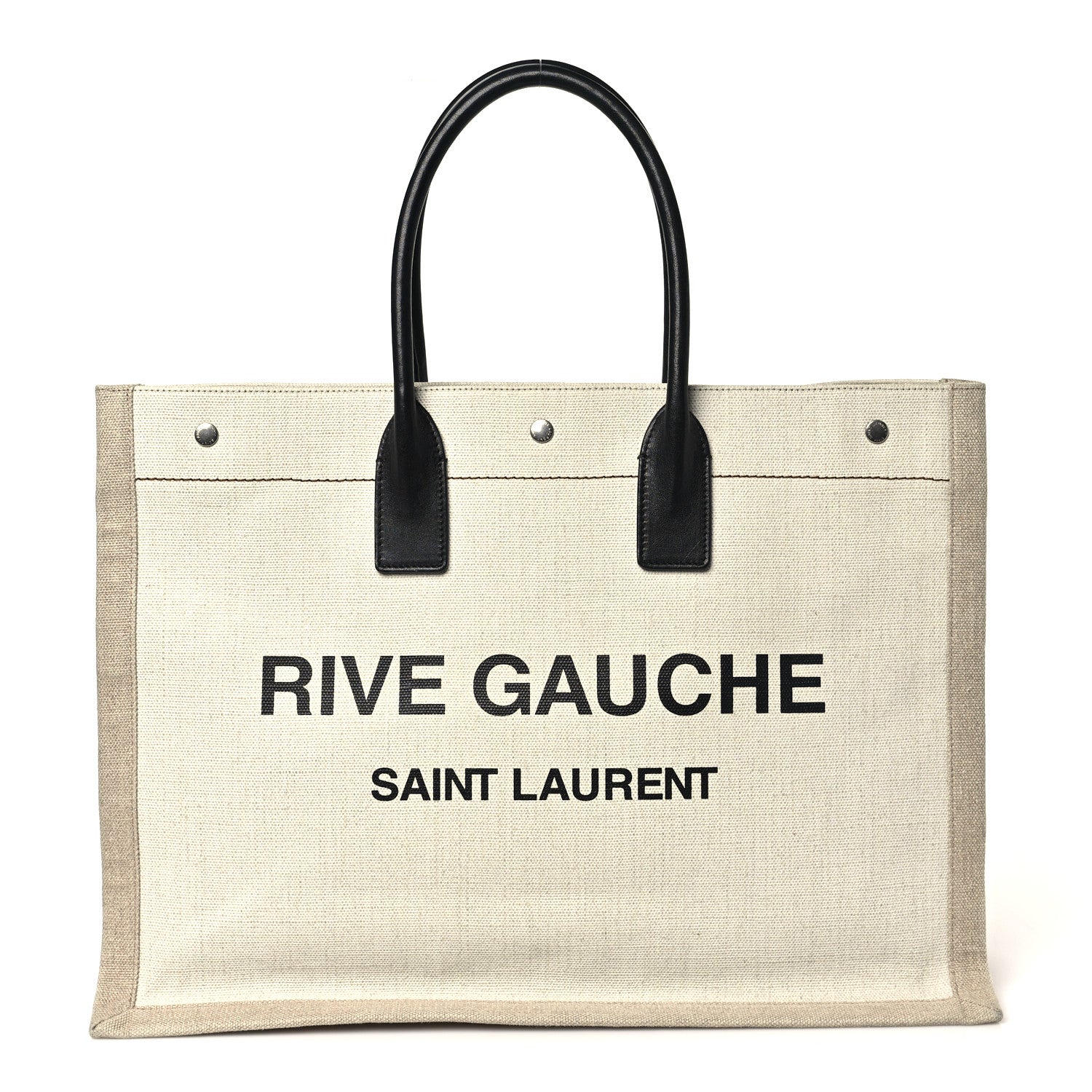 Saint Laurent Linen Calfskin Rive Gauche Tote Optic White 1 of 9