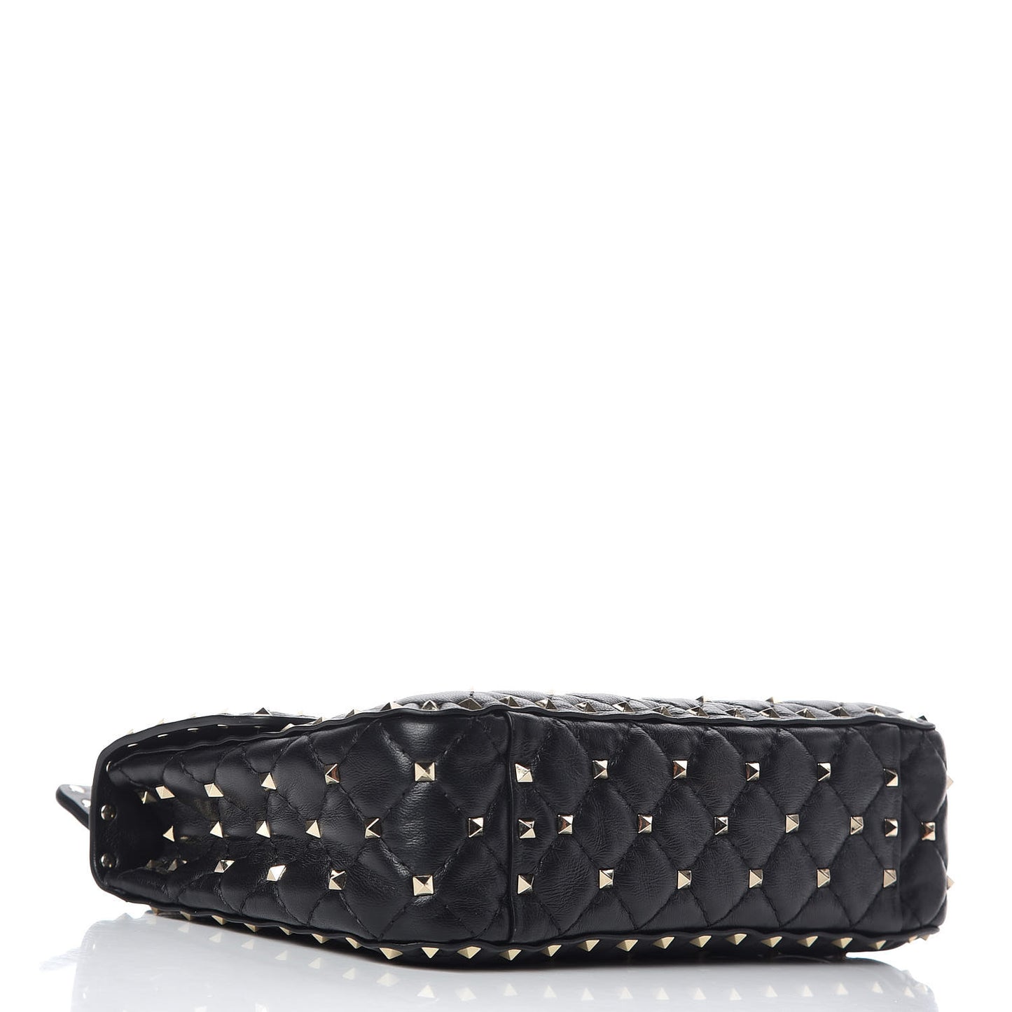 Lambskin Medium Rockstud Spike Shoulder Bag Black