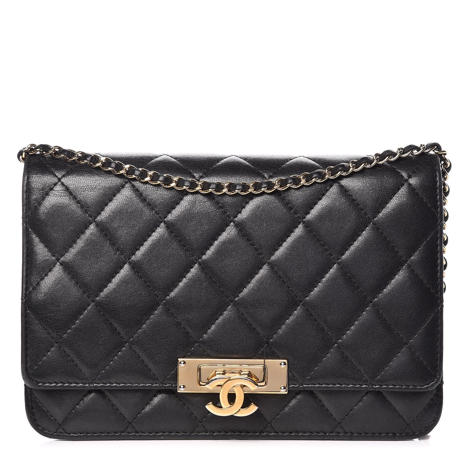 Chanel Lambskin Quilted Golden Class Wallet on Chain WOC Black 1 of 16