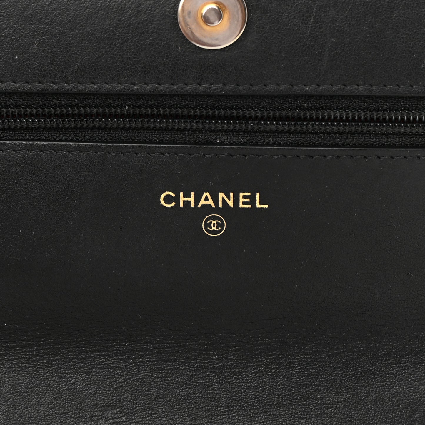 Shiny Goatskin Quilted Chanel 19 Wallet On Chain WOC Black