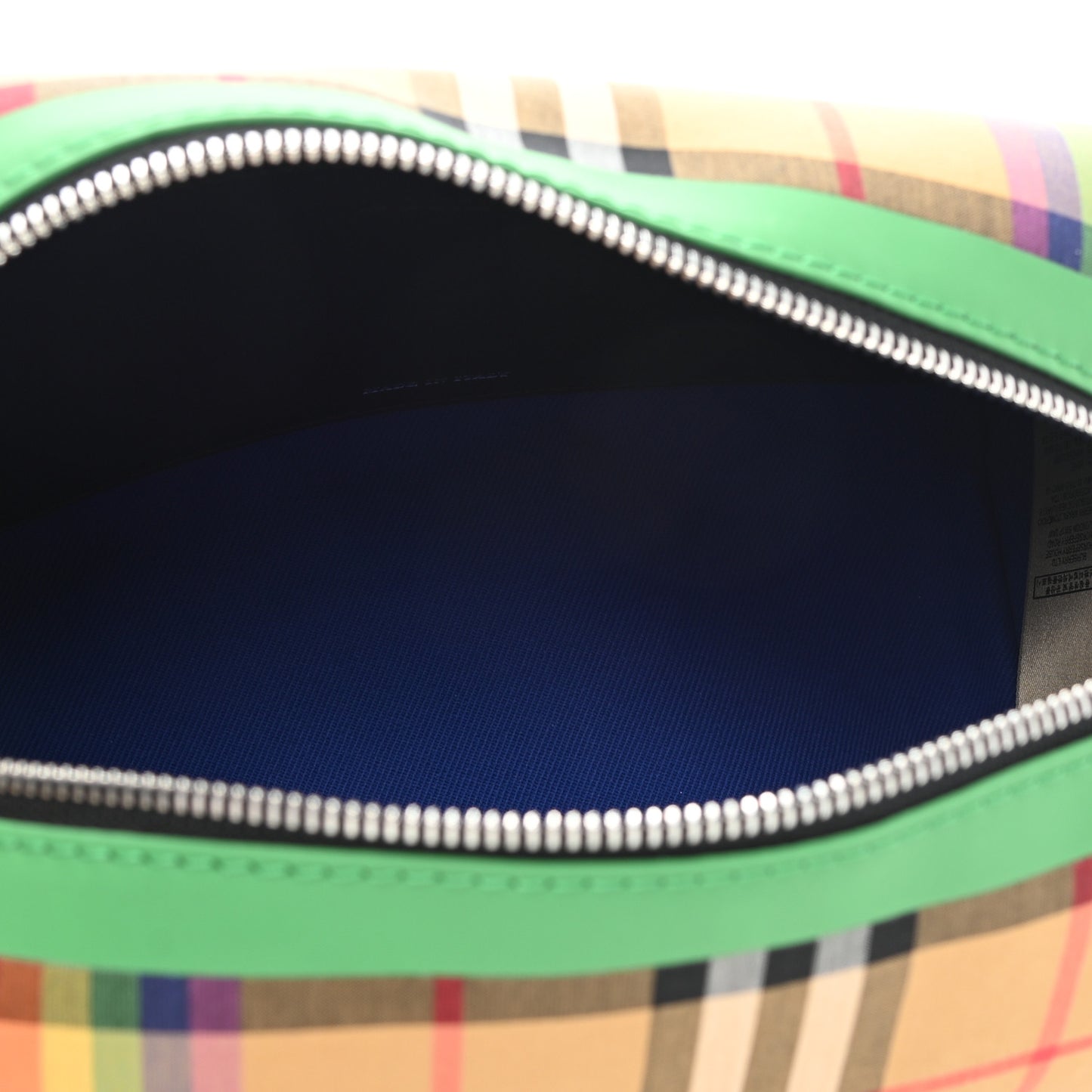 Vintage Rainbow Check Travel Pouch Antique Yellow Green
