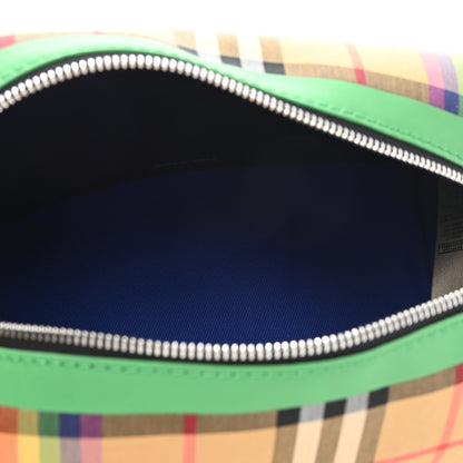Burberry Vintage Rainbow Check Travel Pouch Antique Yellow Green 5 of 7