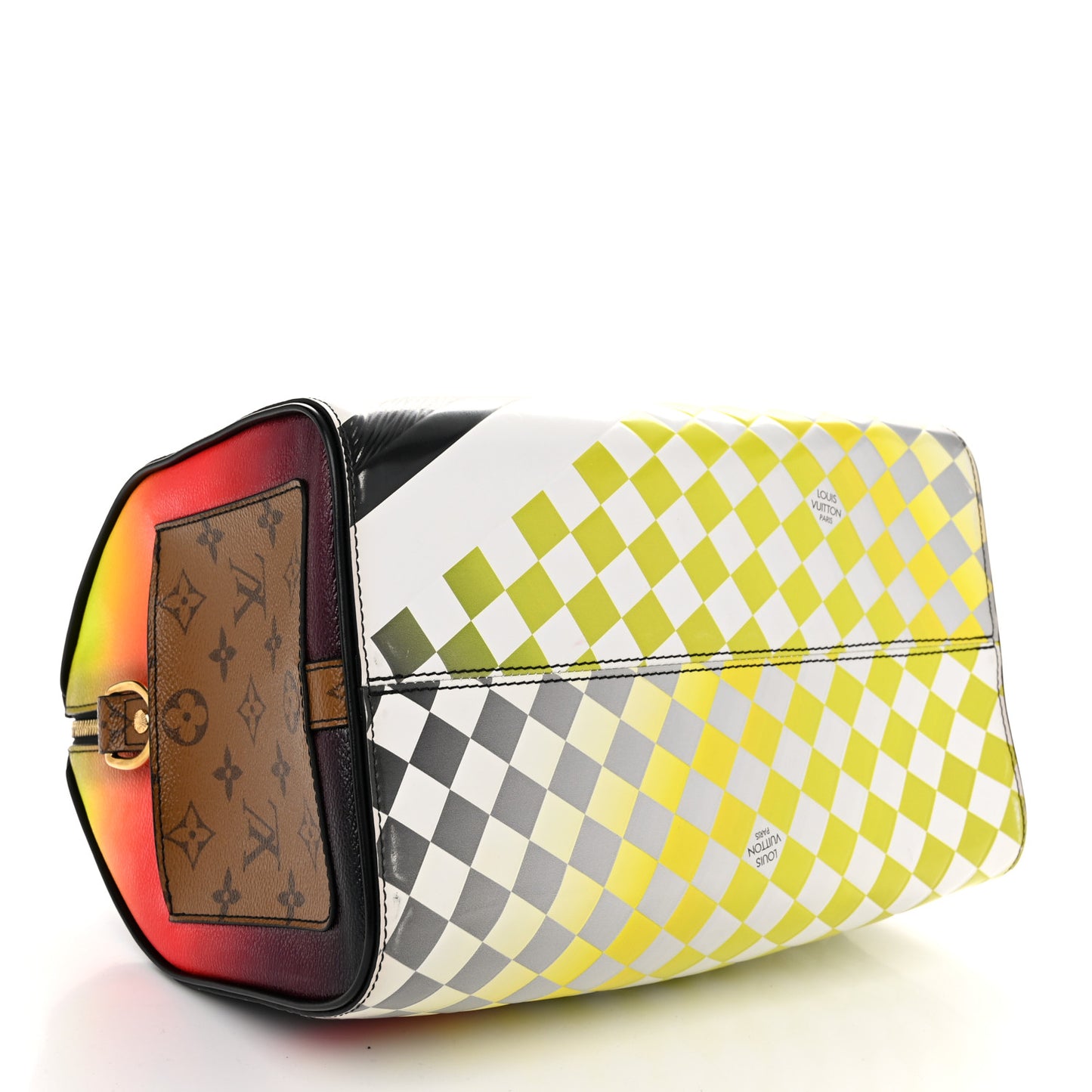 Epi Reverse Monogram Damier Race Speedy Bandouliere 30 Black Yellow