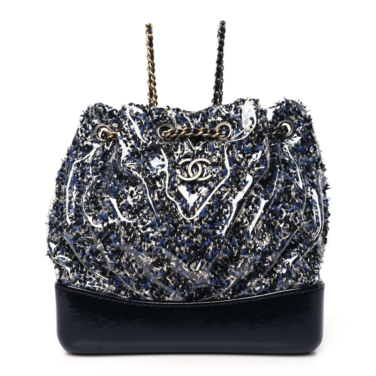 Tweed PVC Quilted Gabrielle Backpack Navy Black