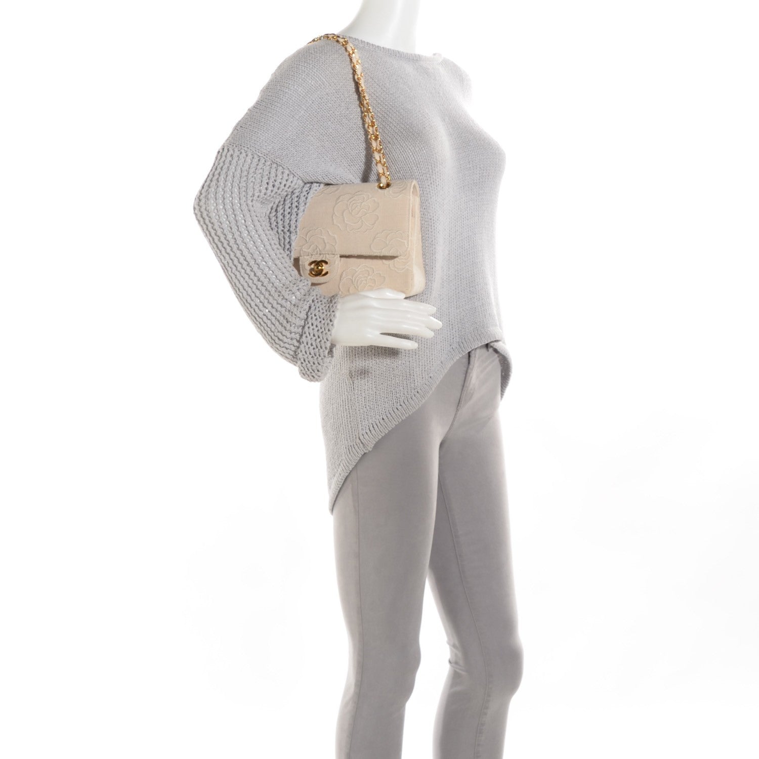 Chanel Canvas Camellia Embroidered Medium Double Flap Ivory 2 of 21