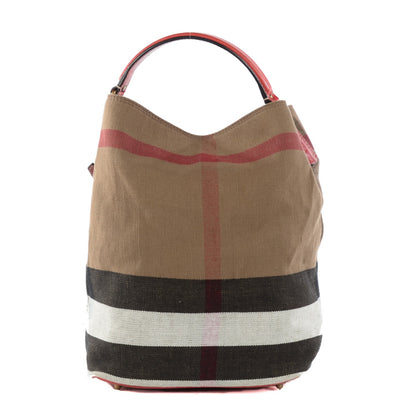 Burberry Canvas Mega Check Medium Ashby Hobo Cadmium Red 1 of 10