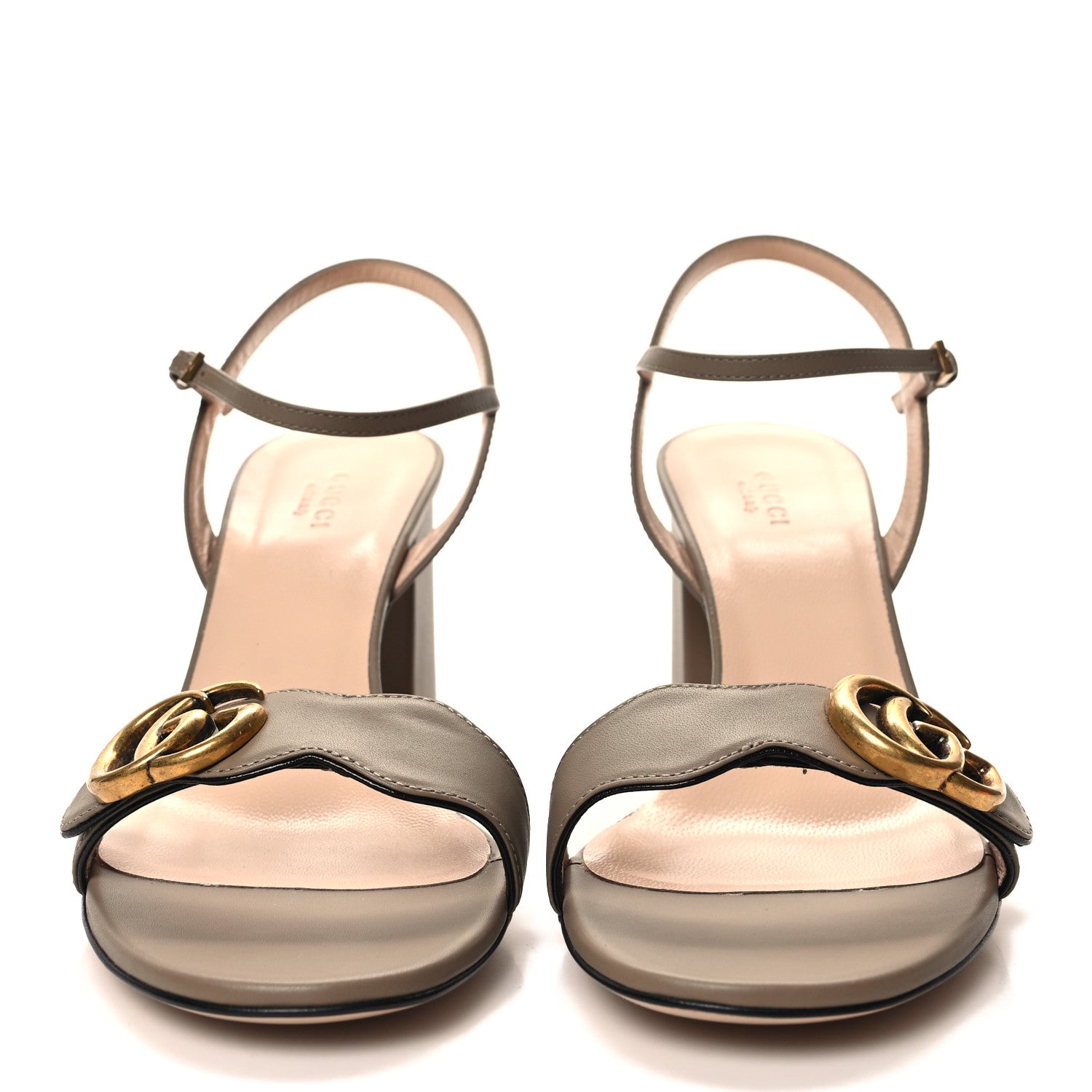 Gucci Lifford Calfskin GG Marmont Ankle Wrap 75mm Sandals 40.5 Mud 2 of 8