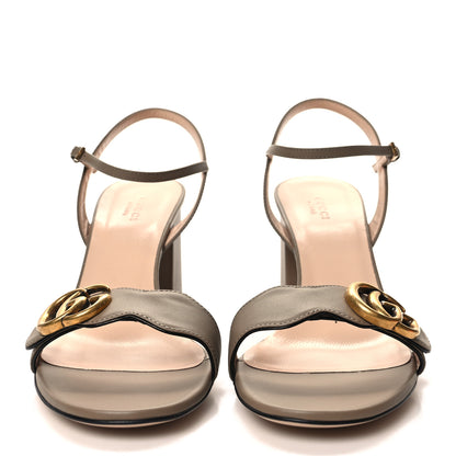 Gucci Lifford Calfskin GG Marmont Ankle Wrap 75mm Sandals 40.5 Mud 2 of 8