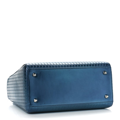 Christian Dior Metallic Patent Micro-Cannage Medium Lady Dior Blue 3 of 8