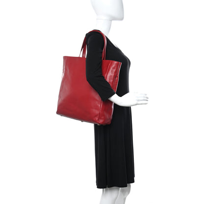 Saint Laurent Calfskin Suede North South Reversible Shopping Tote Red 2 of 10
