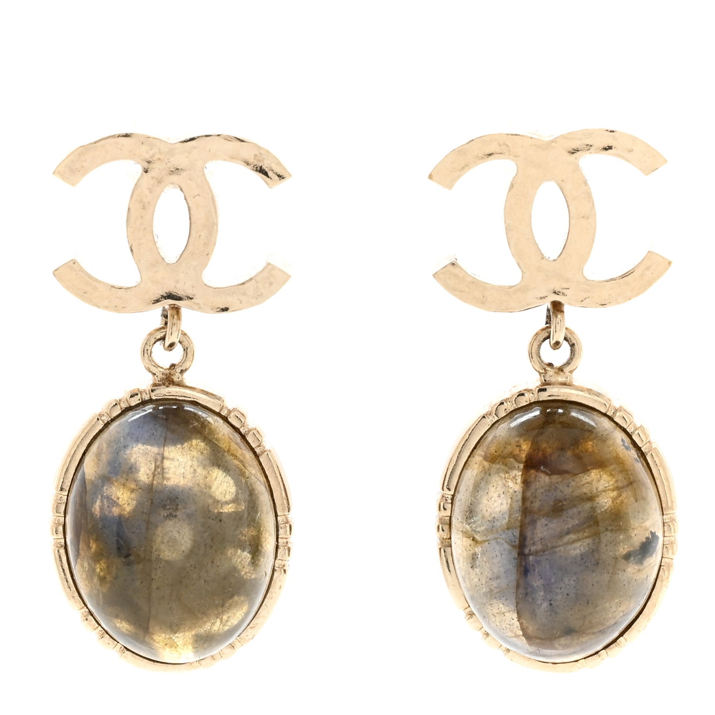 CC Oval Drop Earrings Gold