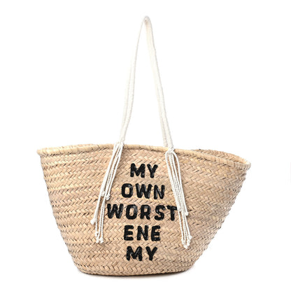 Celine X DAVID KRAMER Raffia Calfskin Panier Bag White 1 of 8