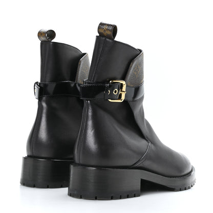 Louis Vuitton Calfskin Monogram Discovery Flat Ankle Boots 40 Black 4 of 7