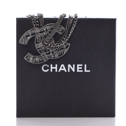 Chanel Ruthenium Multi Strand Chain CC Short Necklace 7 of 7