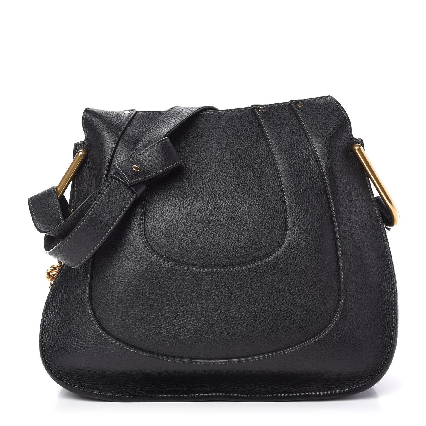 Grained Calfskin Small Hayley Hobo Black