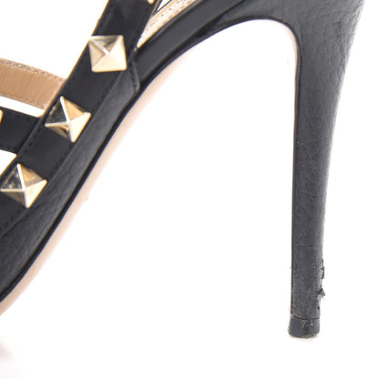 Valentino Garavani Pebbled Calfskin Rockstud Ankle Strap Pumps 38 Black 13 of 16