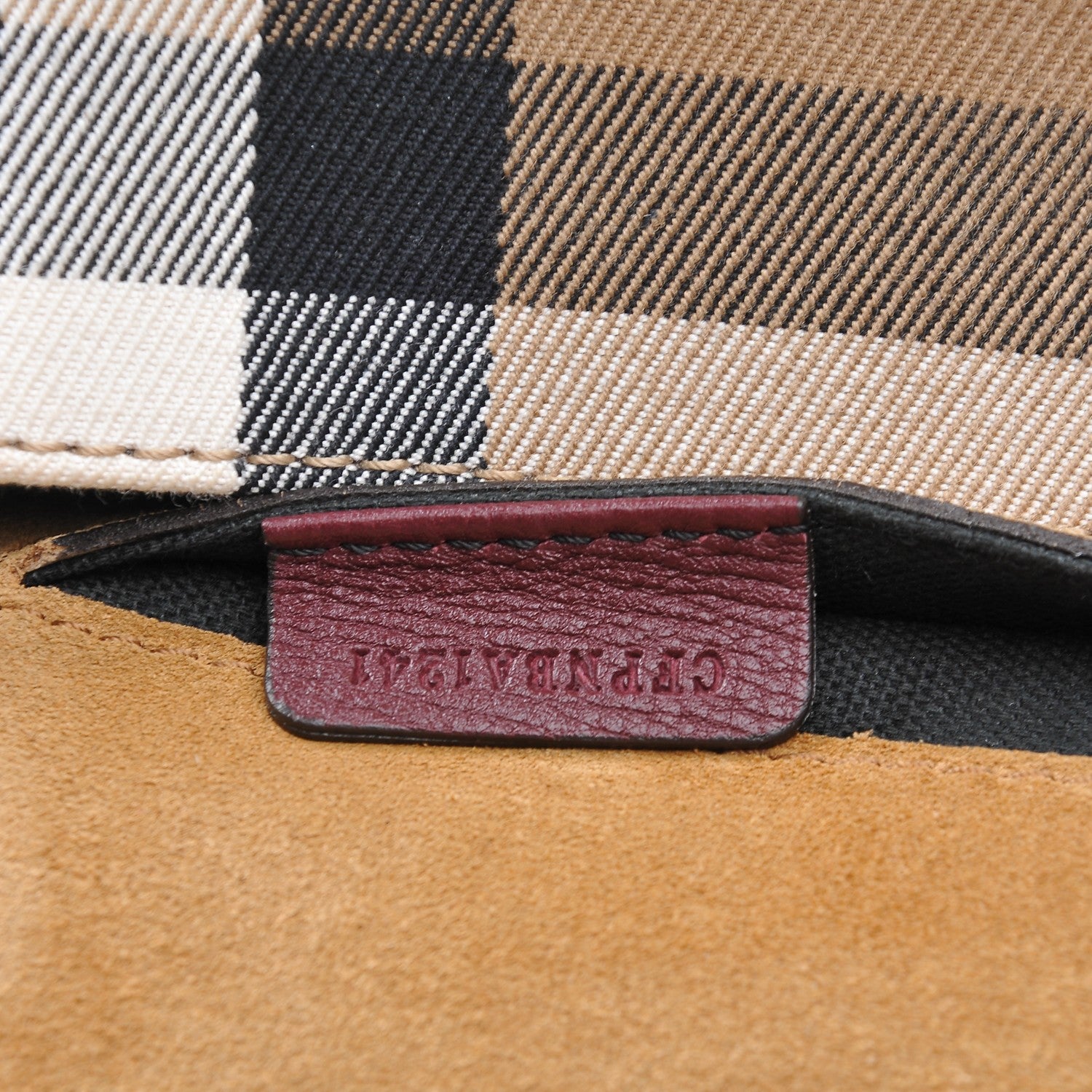 Burberry Derby Calfskin House Check Small Macken Crossbody Bag Mahogany Red 8 of 8