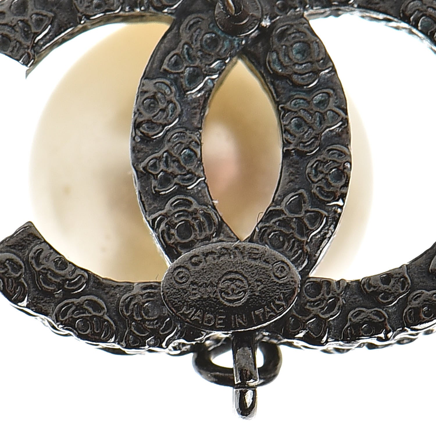Chanel Ruthenium CC Pearl Drop Earrings 4 of 6