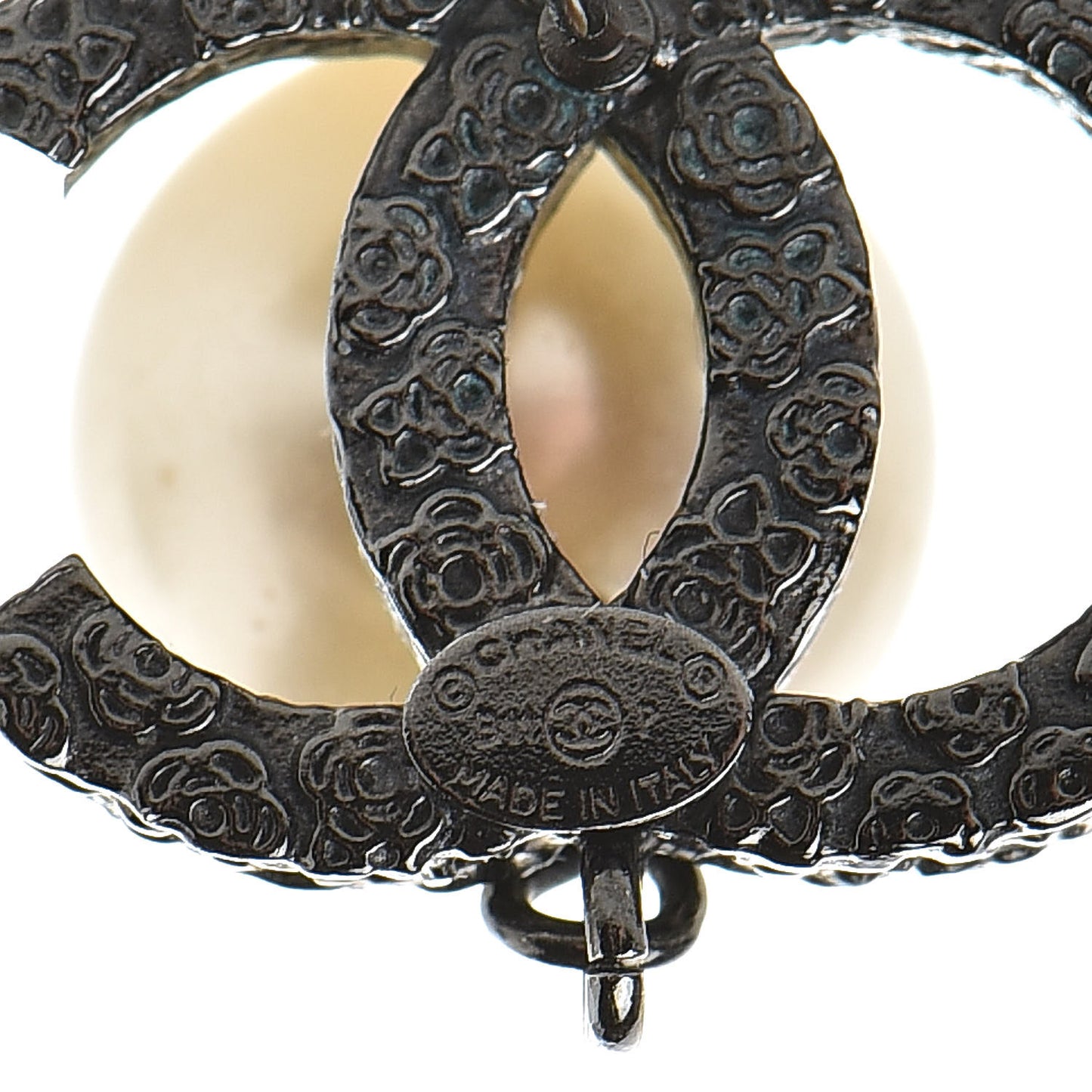 Ruthenium CC Pearl Drop Earrings