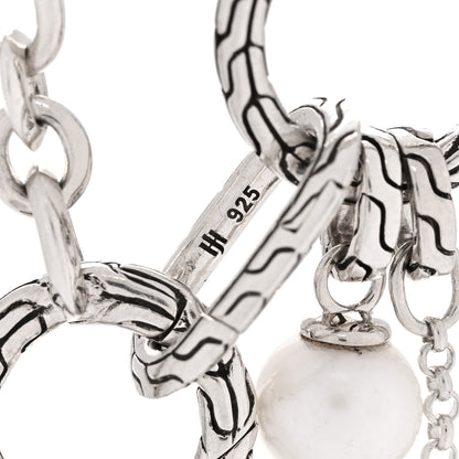 John Hardy Sterling Silver 14K 18K Yellow Gold Cultured Pearl Moon Door Keyring Necklace 4 of 5