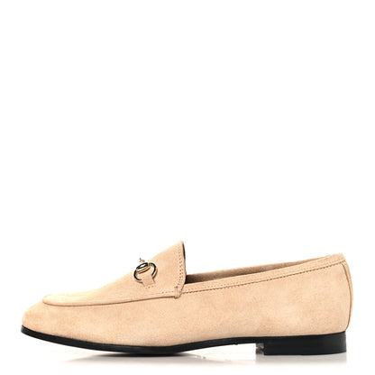 Gucci Suede Horsebit Womens Jordaan Loafers 37.5 Pink Sand 1 of 10