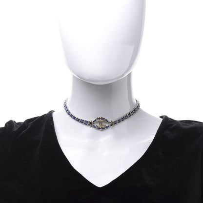 Chanel Metal Lambskin CC Chain Link Necklace Blue 2 of 5