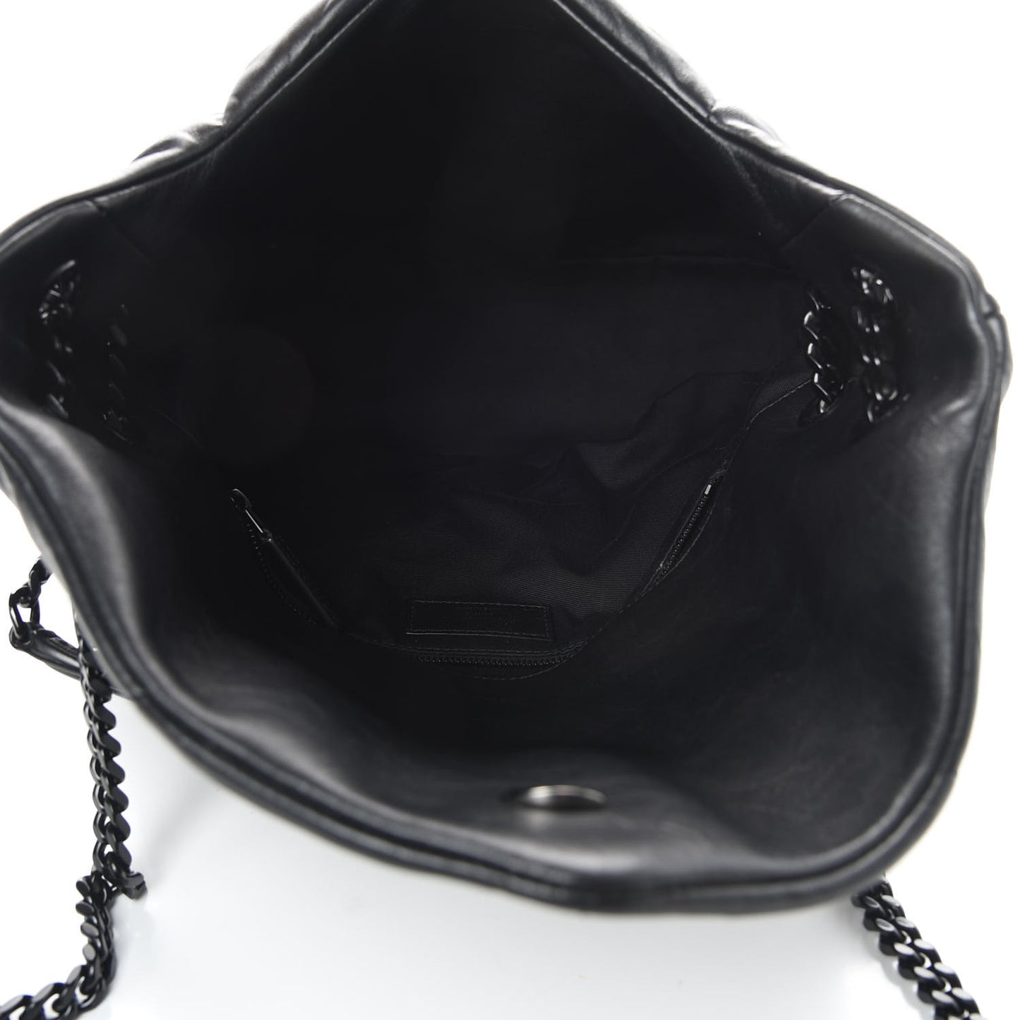 Lambskin Quilted Medium Loulou Puffer Monogram Chain Satchel Black