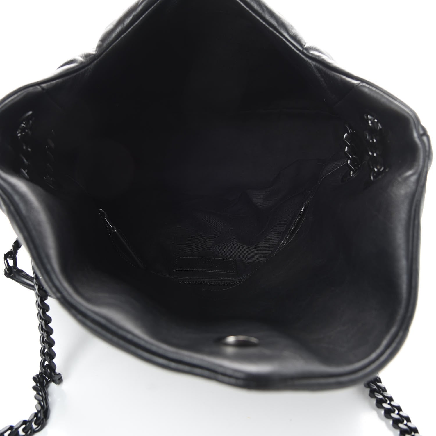 Saint Laurent Lambskin Quilted Medium Loulou Puffer Monogram Chain Satchel Black 5 of 11