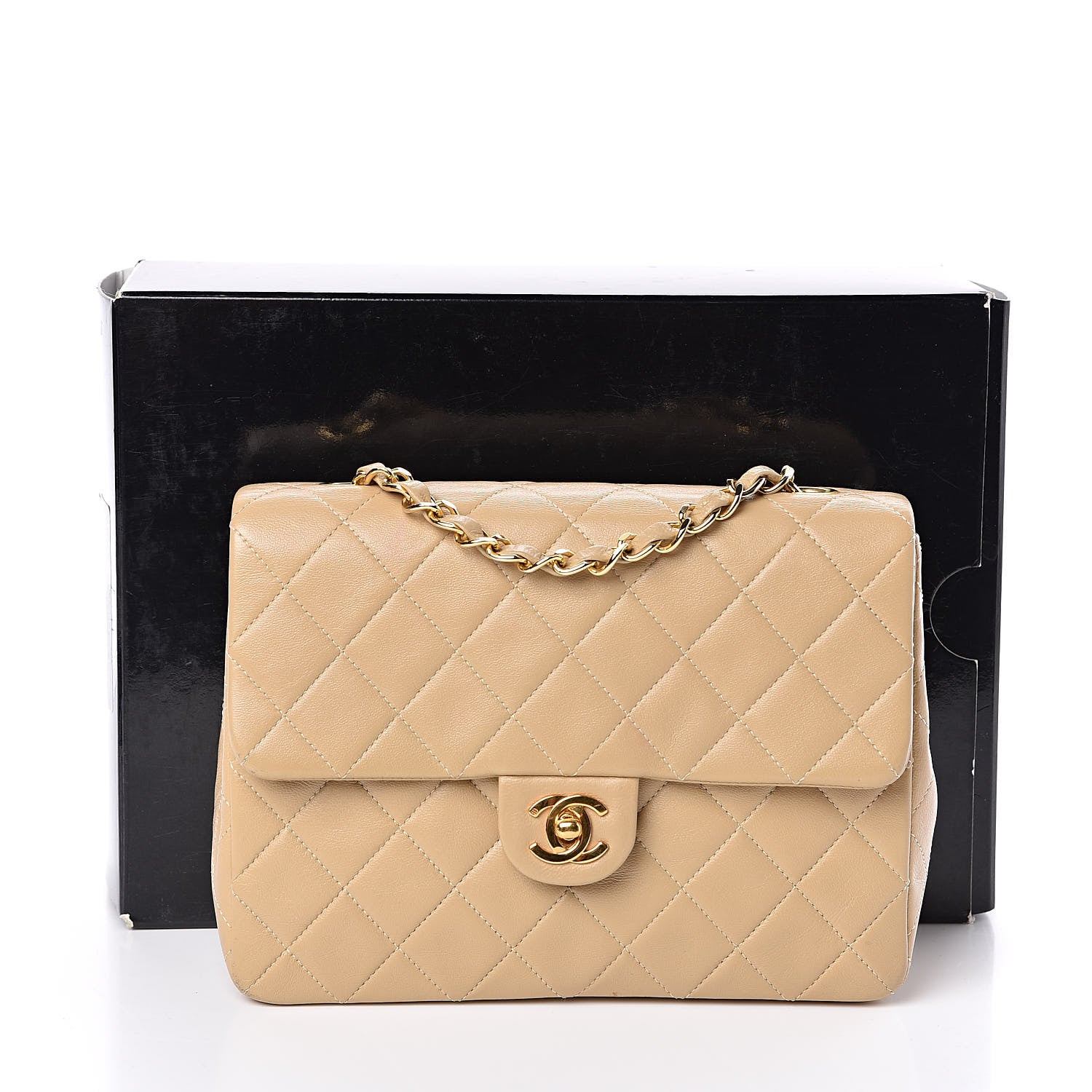 Chanel Lambskin Quilted Mini Square Flap Beige 12 of 12
