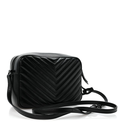 Saint Laurent Calfskin Matelasse Monogram Monochrome Lou Camera Bag Black 3 of 12