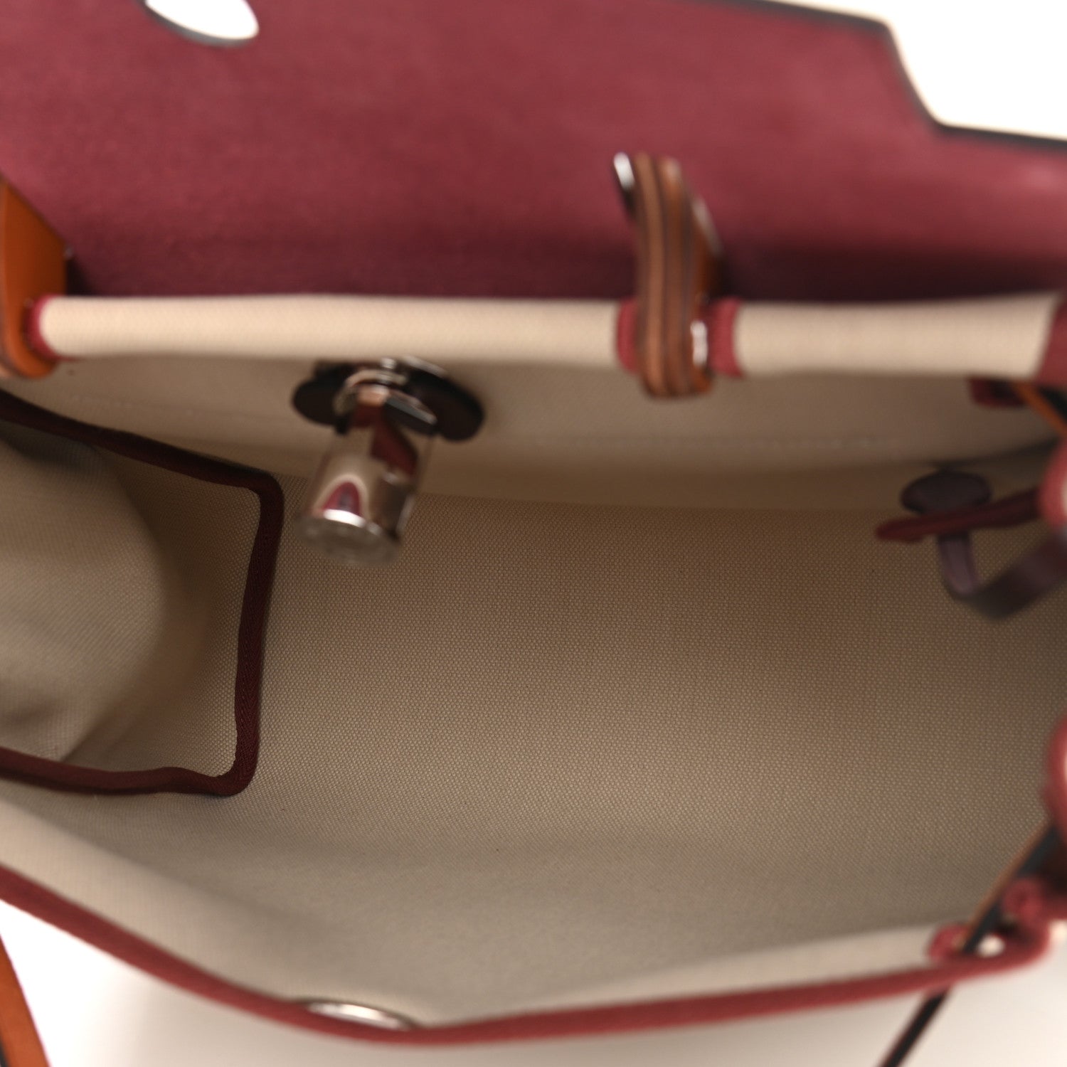 Hermes Military Toile Vache Hunter Herbag Zip Retourne 31 PM Beton Fauve Rouge Sellier Cuivre 6 of 12