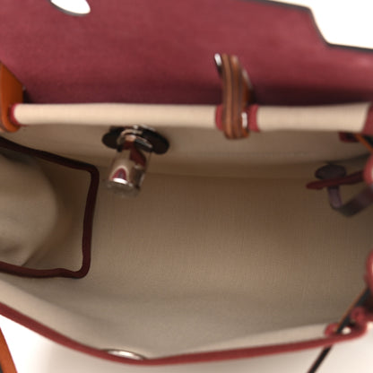 Hermes Military Toile Vache Hunter Herbag Zip Retourne 31 PM Beton Fauve Rouge Sellier Cuivre 6 of 12